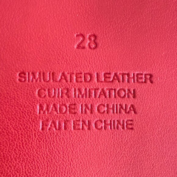 True Religion Mens Red Van Belt Textured Logo Roller Buckle Faux Leather Size 28 - Picture 5 of 13